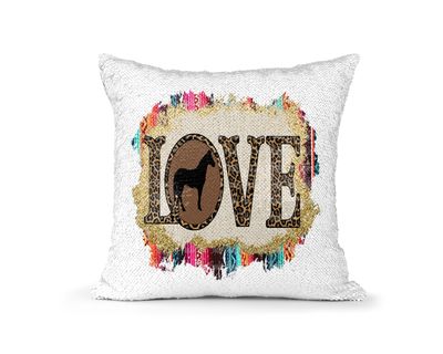Pillow Sequin Horses LOVE