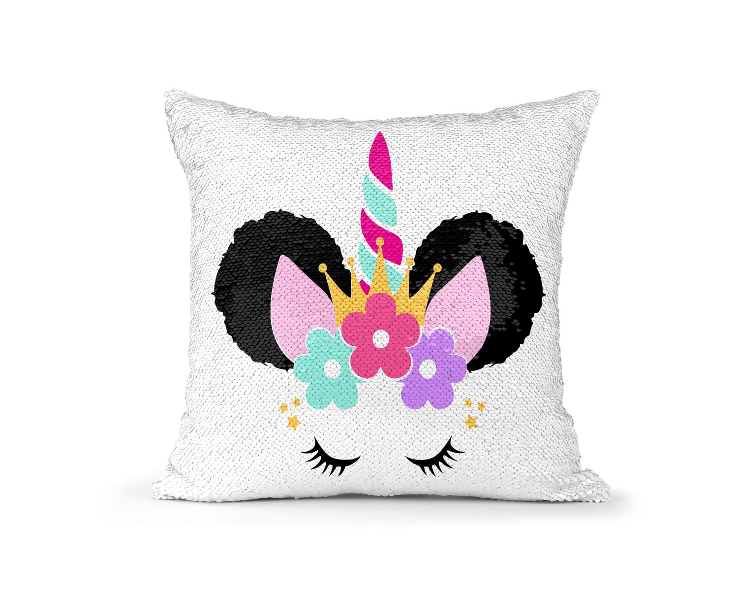 Pillow Sequin Unicorn Afro