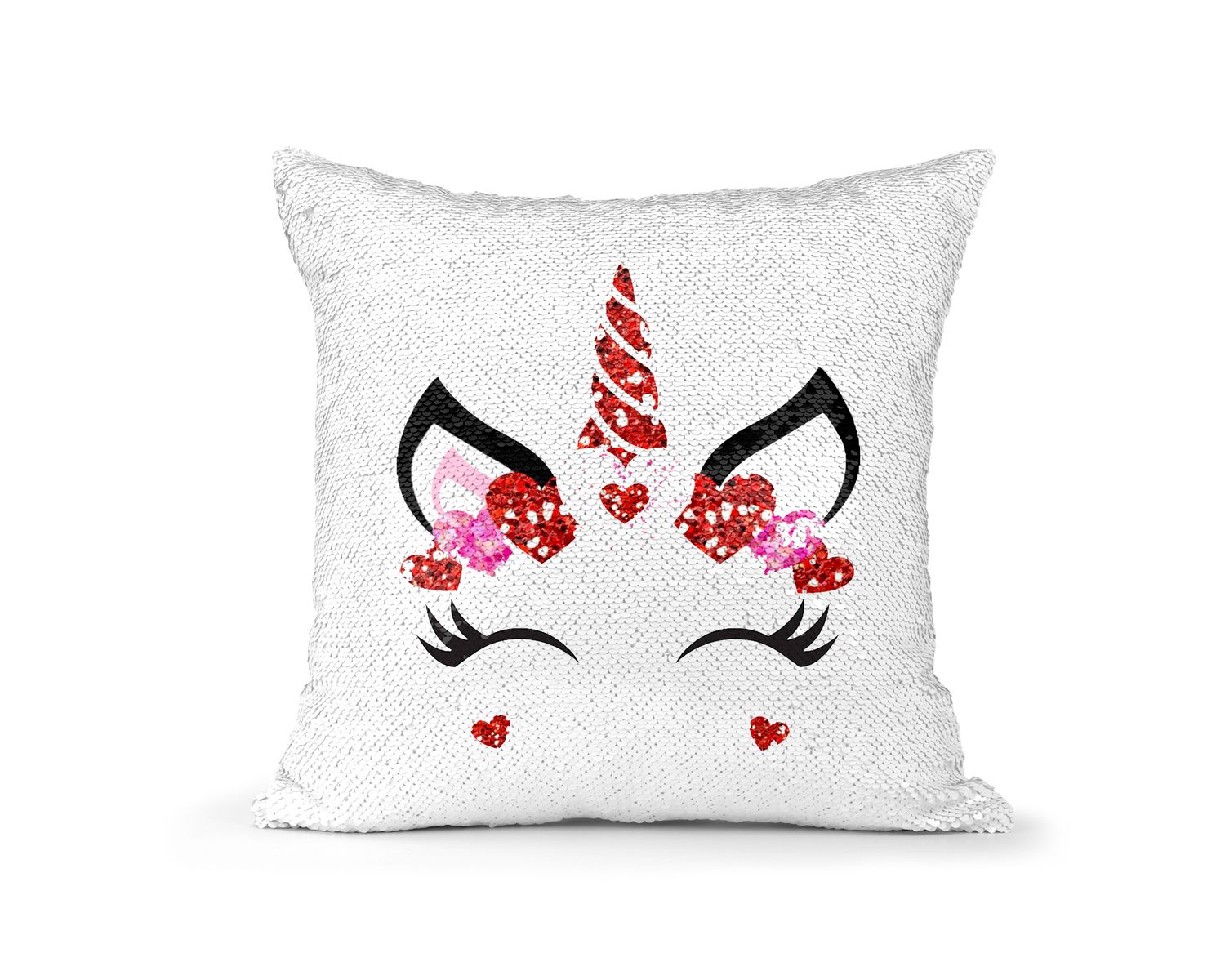 Pillow Sequin Unicorn Valentine