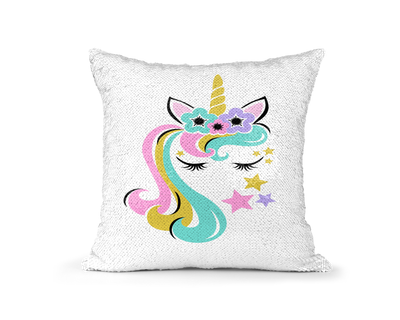 Pillow Sequin Unicorn with Long Multi-Color Mane