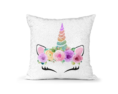 Pillow Sequin Unicorn Pastel Horn