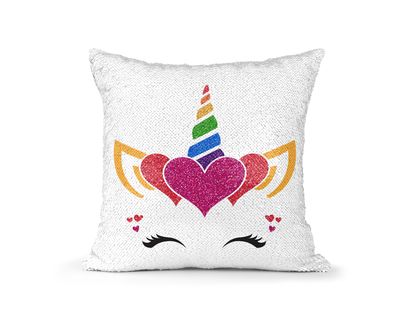 Pillow Sequin Unicorn Rainbow Horn