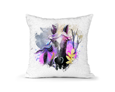 Pillow Sequin Horse Pastel