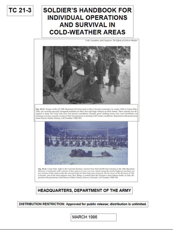 SOLDIER’S HANDBOOK FOR  INDIVIDUAL OPERATIONS AND SURVIVAL IN 
COLD-WEATHER AREAS