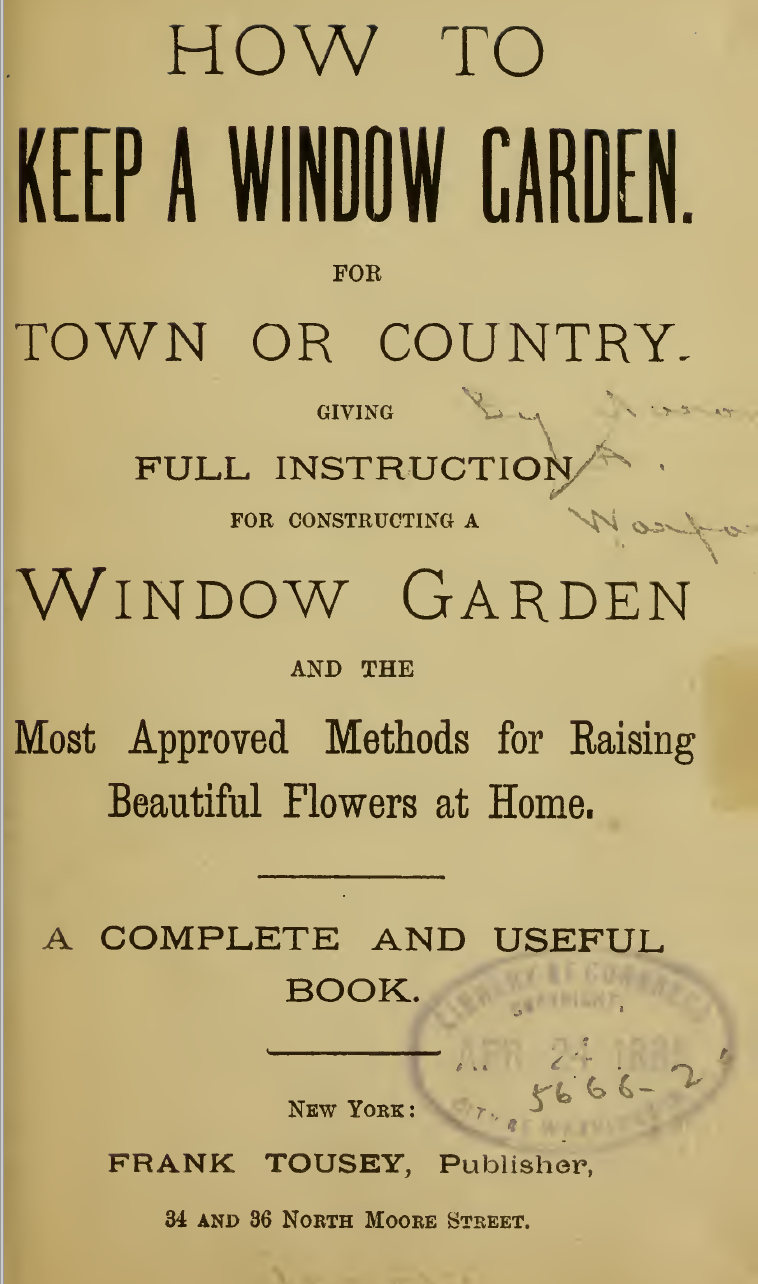 $2 Download. How to Keep a Window Garden. 1885 – 74p
