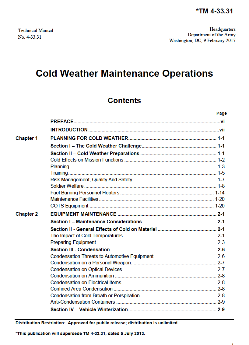 #1 Cold Weather Maintenance Operations