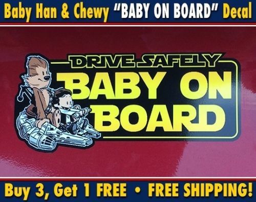 Han Solo &amp; Chewbacca Baby On Board Bumper Sticker