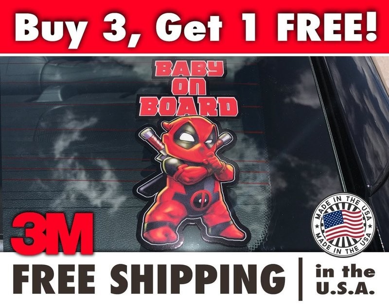 Deadpool Baby On Board Bumper Sticker