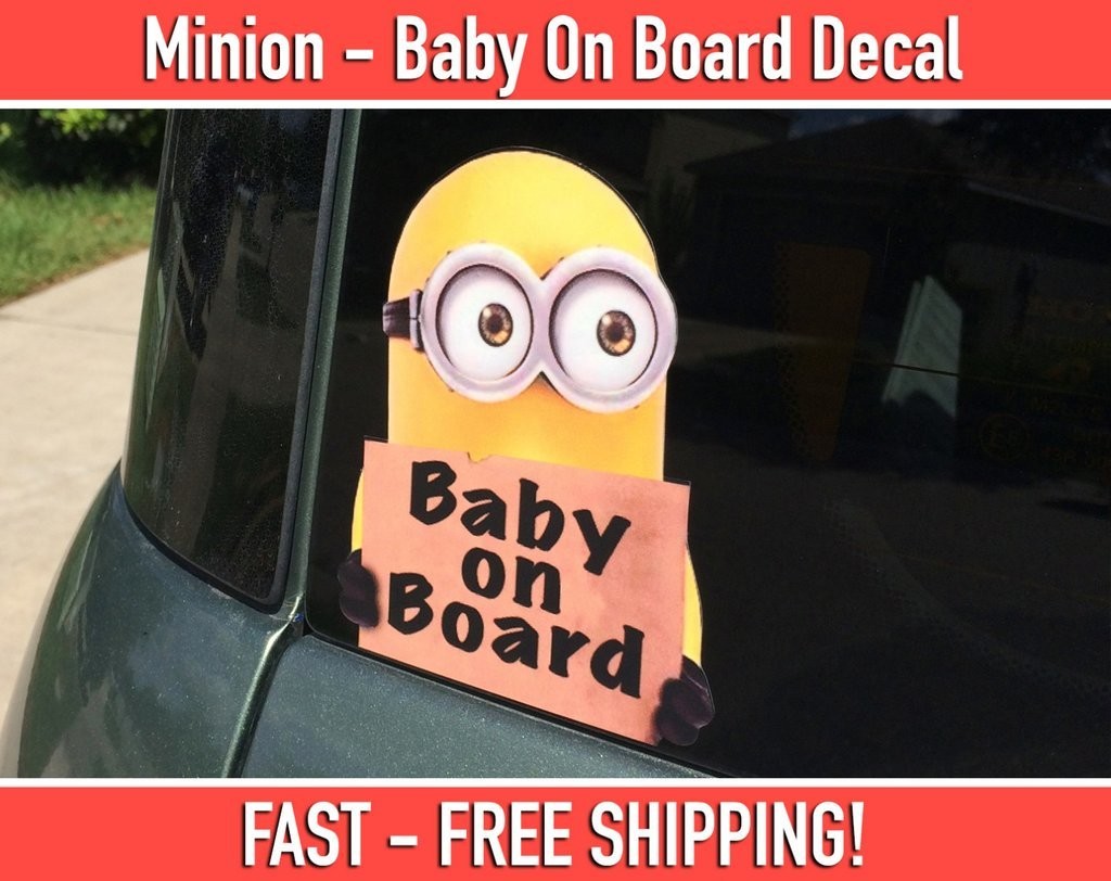 Minion With Sign Baby On Board Bumper Sticker
