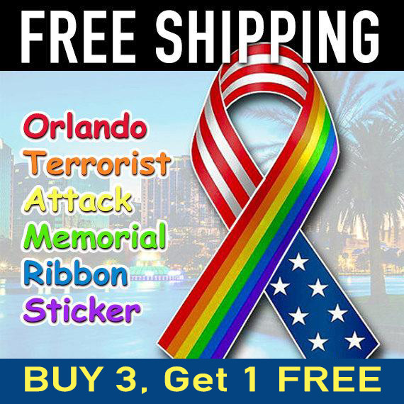 Usa Gay Pride Ribbon Bumper Sticker