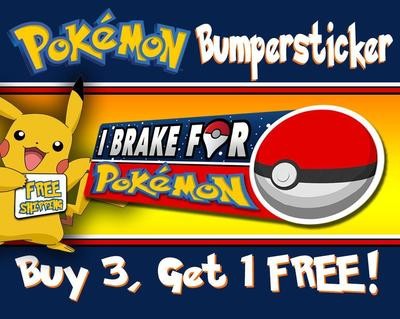 I Brake For Pokemon Bumper Sticker