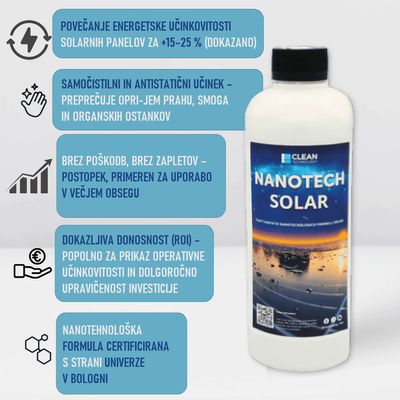 Nanotech Solar - profesionalna zaščita za solarne panele in kolektorje 1L (BREZPLAČNO POŠILJANJE)