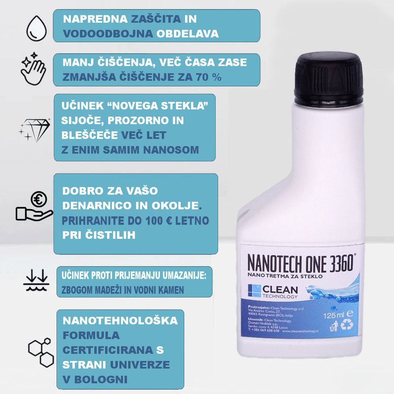 Nanotech One 3360 - profesionalna nano zaščita za tuš kabine 125 ML (BREZPLAČNO POŠILJANJE)