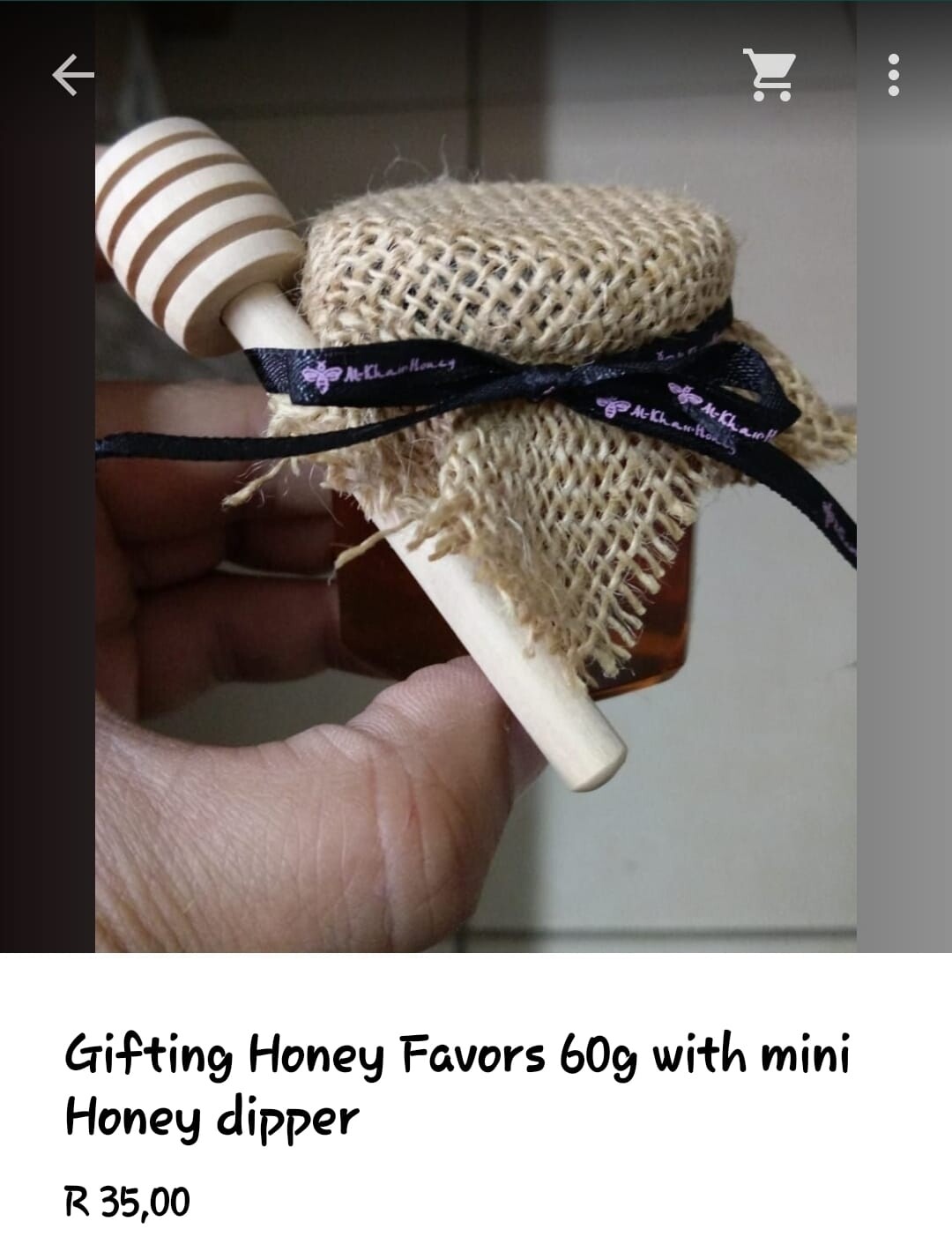 60g Honey Favor, with Hessian  cloth and wooden dipper