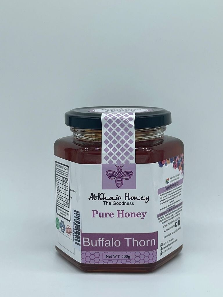 Pure Honey, Buffalo Thorn, 500g Glass Jar