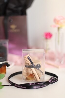60g Honey Favor, with clear box, Hessian  cloth and wooden dipper