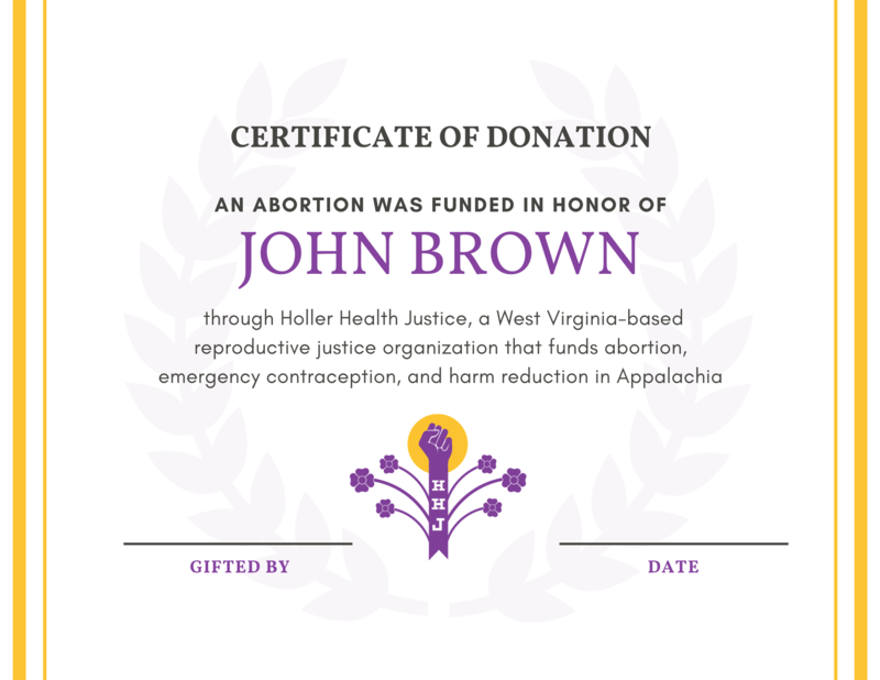 HOLLERday Abortion Certificate [digital]