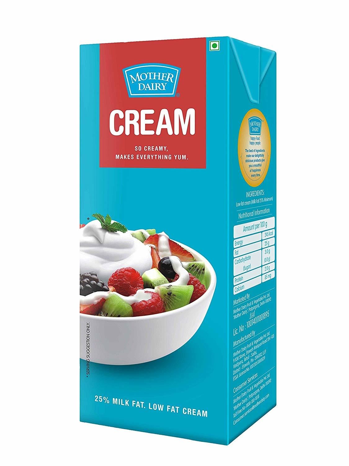 Mother Dairy Fresh Cream 1ltr