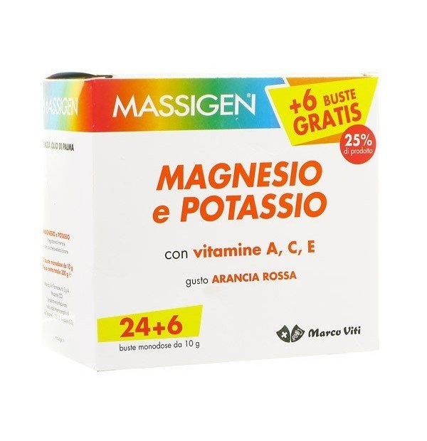 Massigen Magnesio & Potassio 24+6 Buste Omaggio Massigen Magnesio & Potassio 24+6 Buste Omaggio