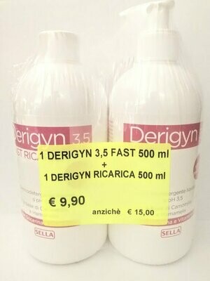Derigyn Fast Dermo Detergente Liquido 500 ml + Ricarica 500 ml Derigyn Fast Dermo Detergente Liquido 500 ml + Ricarica 500 ml