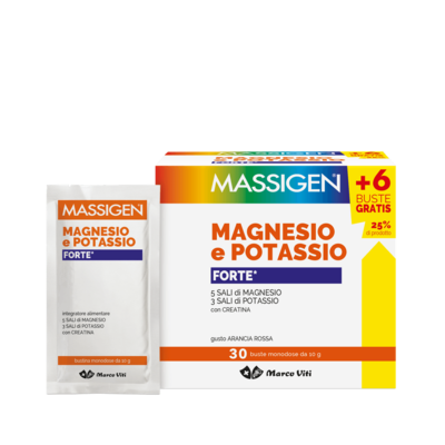 Massigen Magnesio E Potassio Forte 30 Buste Gusto Arancia