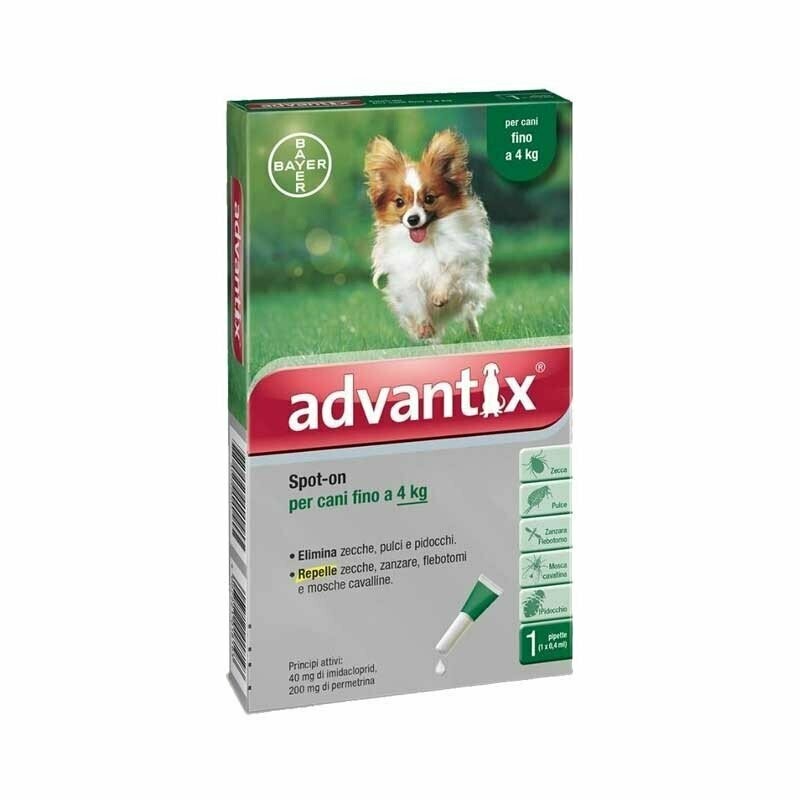 Advantix Spot-On 0-4Kg per Cani 4 Pipette Bayer Advantix Spot-On 0-4Kg per Cani 4 Pipette Bayer