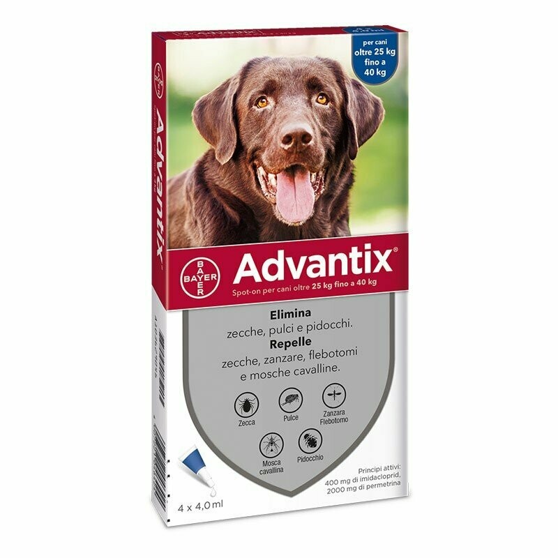 Advantix Spot-On 25Kg-40Kg per Cani 4 Pipette Bayer Advantix Spot-On 25Kg-40Kg per Cani 4 Pipette Bayer