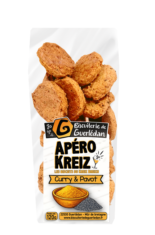 Biscuits Apéro Curry et Pavot 120g