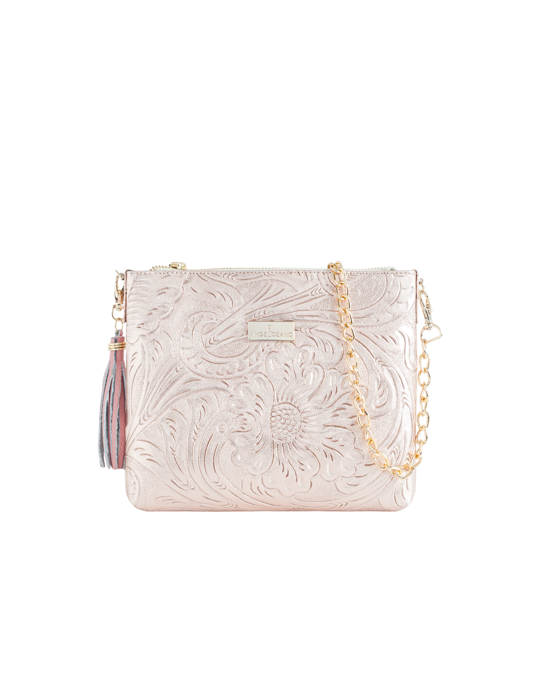 Leather bag Arena Pink Gold Cincelado