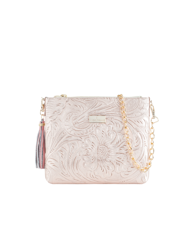 Leather bag Arena Pink Gold Cincelado