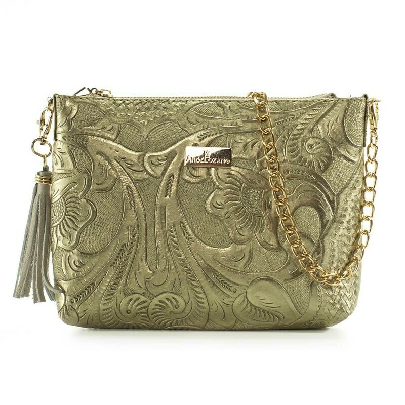 Leather bag Arena Gold Cincelado