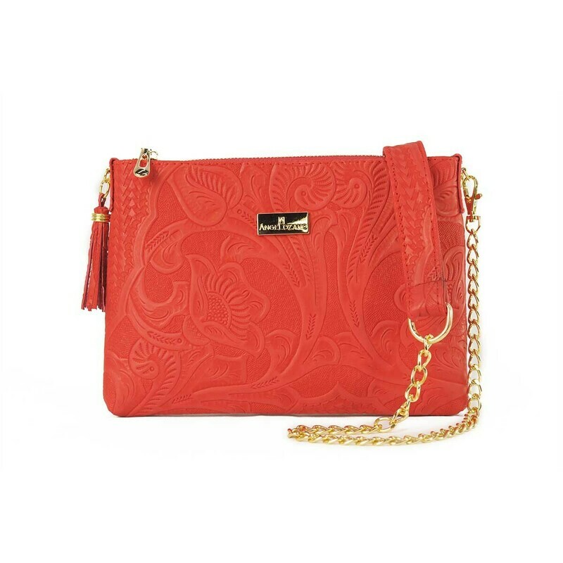 Leather bag Arena Red Cincelado