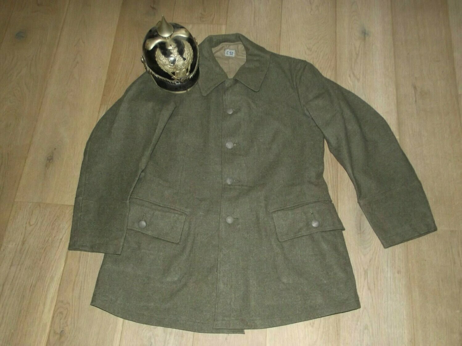 Vareuse  Suèdoise laine T 100-104.(Type Feldbluse Allemande modèle 1915 feldgrau)14/18