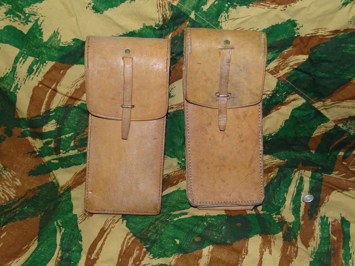 lot de 2 Cartouchières Cuir fauve PM  MAT 49