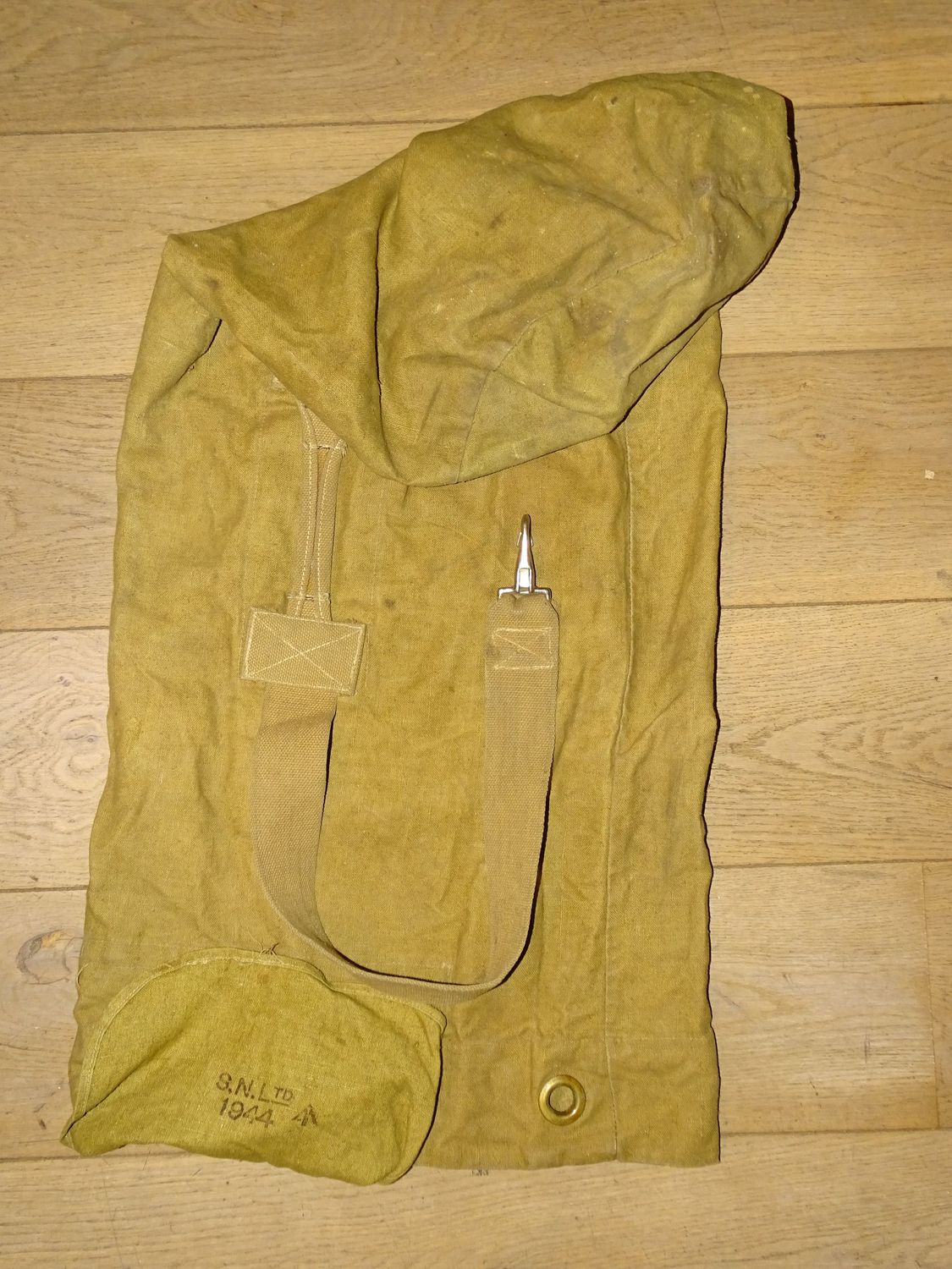Sac Pacot US British Made 1944 - Paquetage Américain Fabriqué en Angleterre, Lin Kaki, Bon État WWII