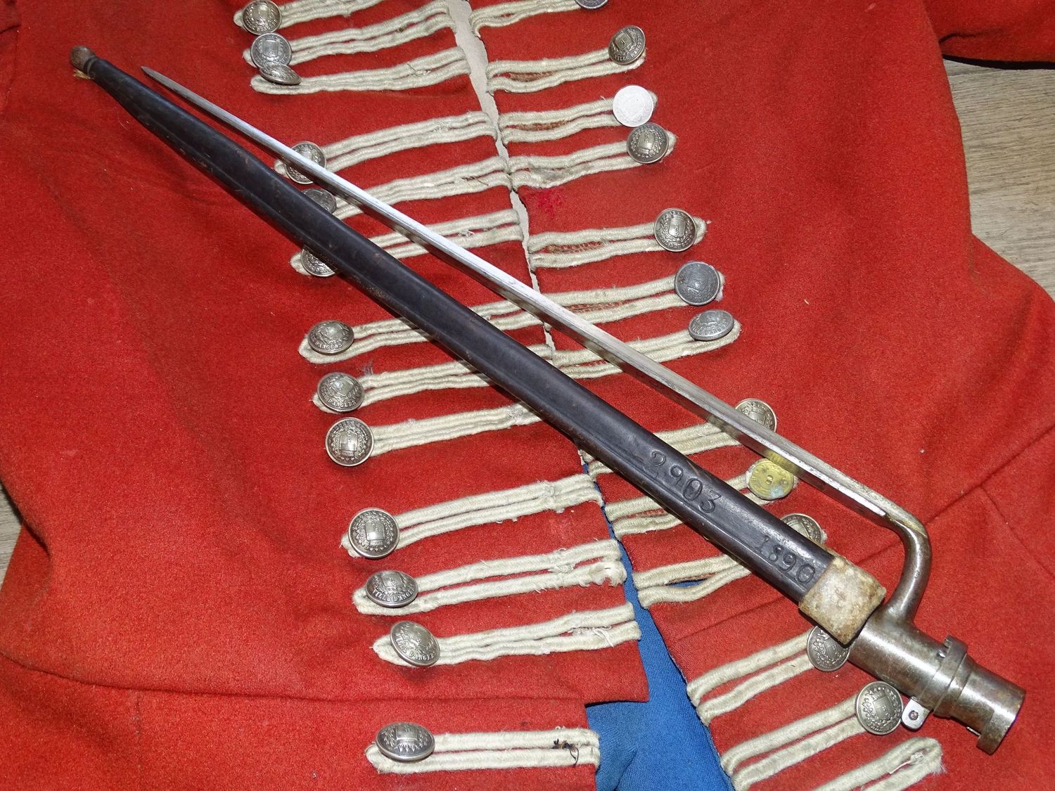 Baïonnette Type AN IX/1822, Modèle Belge, Fourreau Cuir d’Origine, Années 1840