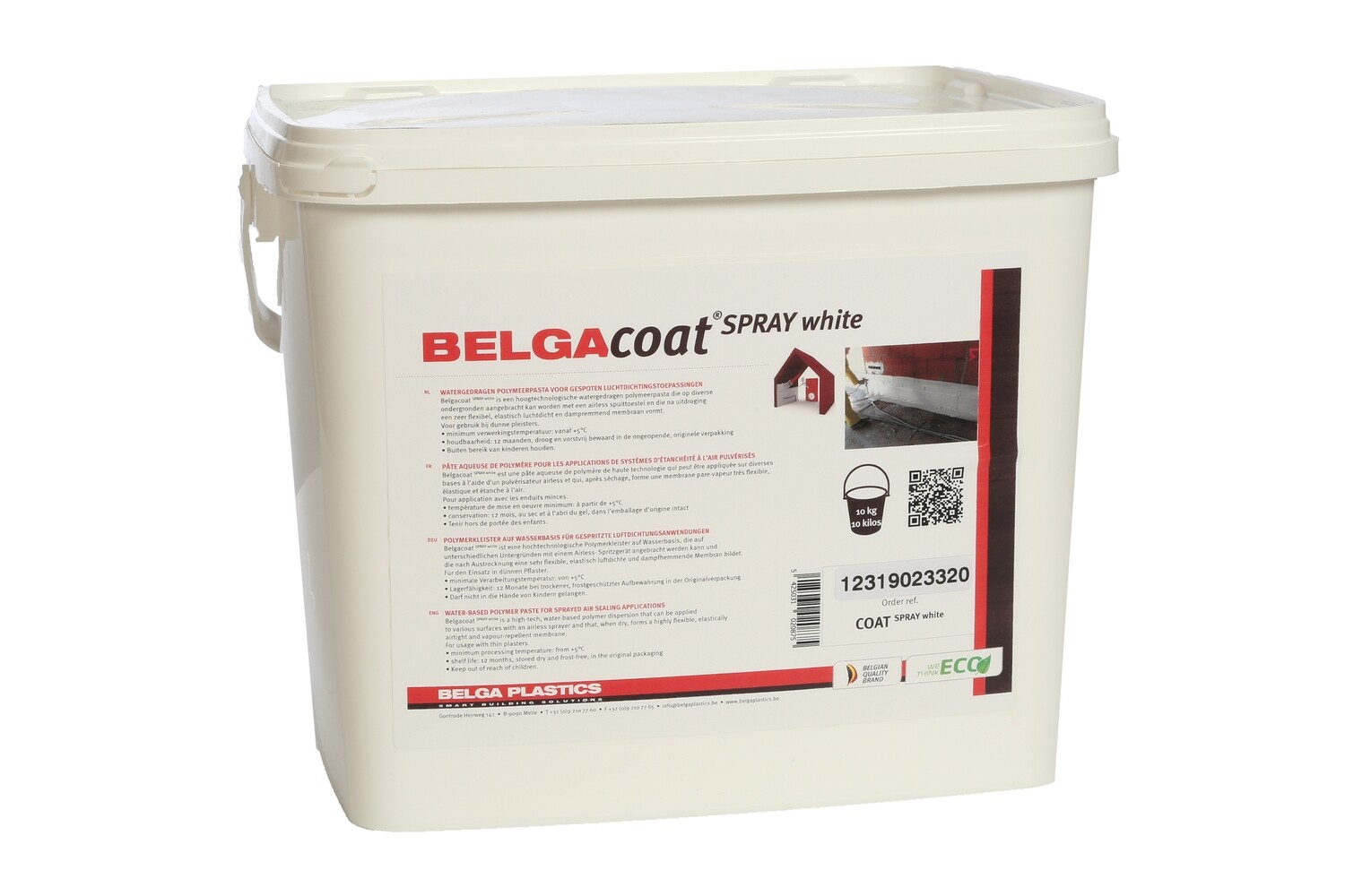Belgacoat Spray white 10 liter, air tight paint