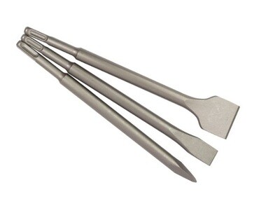 STROXX SDS-Plus Chisel Set (3-Piece) | Point, Flat &amp; Spade Chisels | Demolition