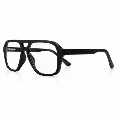 Hawkwood handcrafted ebony wood prescription glasses with black navigator-inspired frame