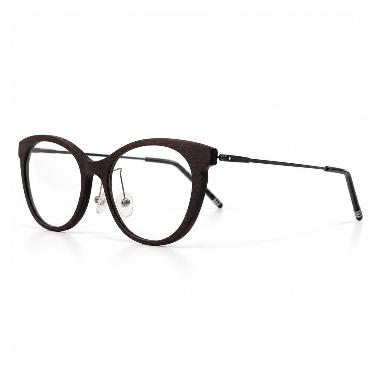 Nightwire prescription glasses with handcrafted ebony wood frame and ultra-slim titanium temples