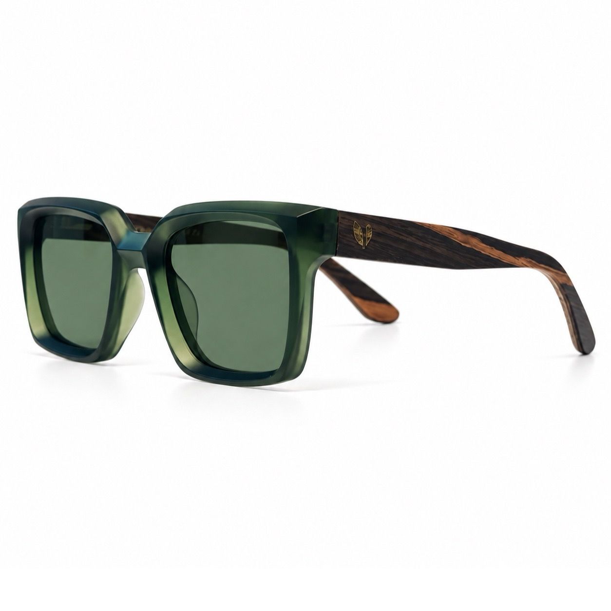 IVYWOOD green polarized sunglasses with handcrafted ebony wood temples