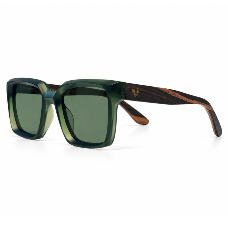 IVYWOOD green polarized sunglasses with handcrafted ebony wood temples