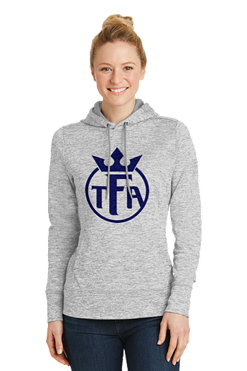 Ladies PosiCharge® Electric Heather Fleece Hooded Pullover