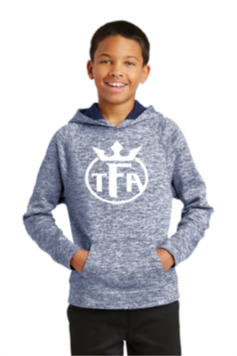 Youth PosiCharge® Electric Heather Fleece Hooded Pullover