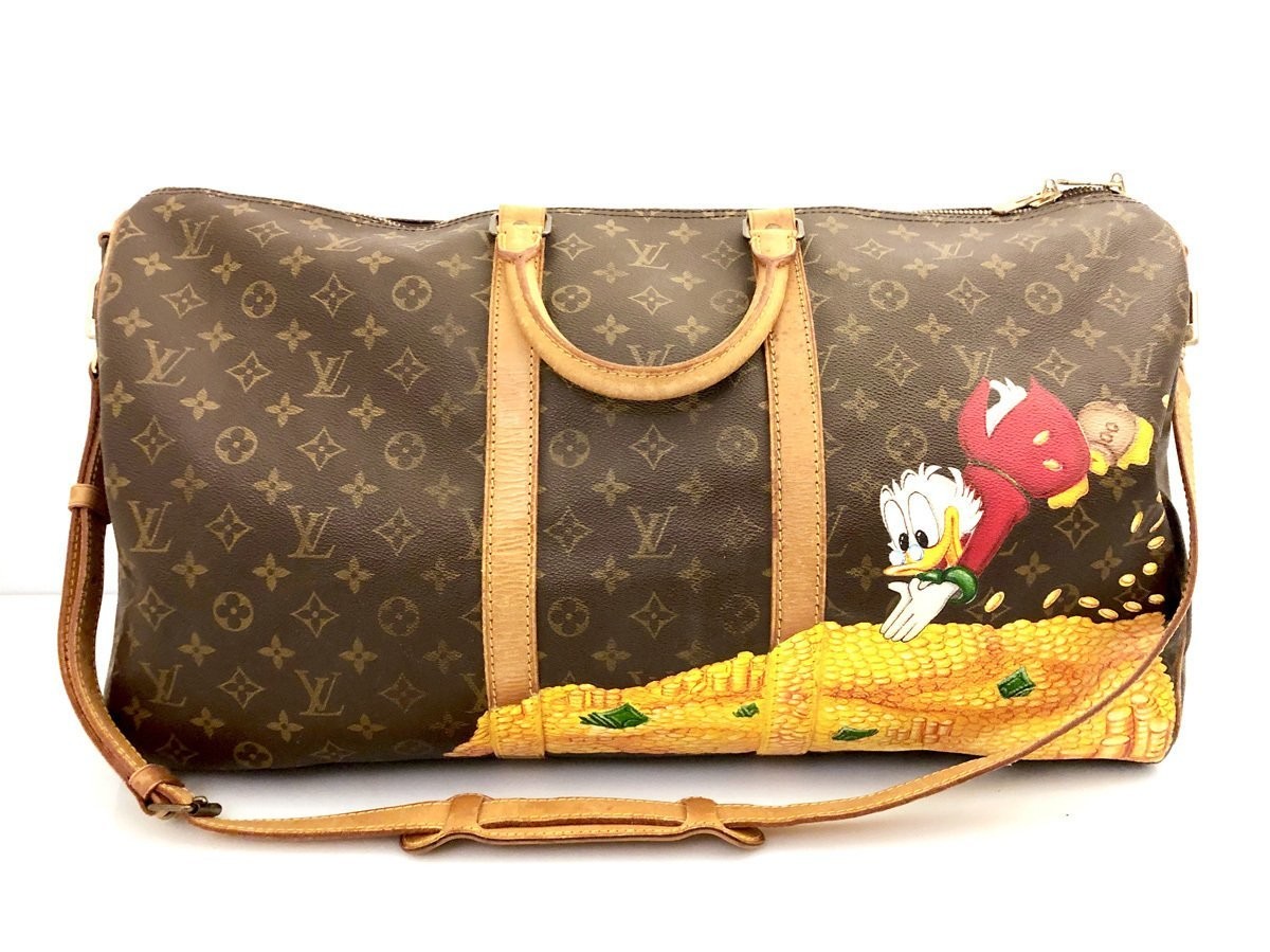 Louis Vuitton Keepall 55 con tracolla (dipinto a mano)