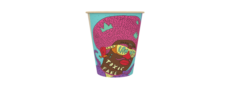 HEROES PRINT (15 prints in a box) Cup 80mm 237ml - 8oz (900 cups)