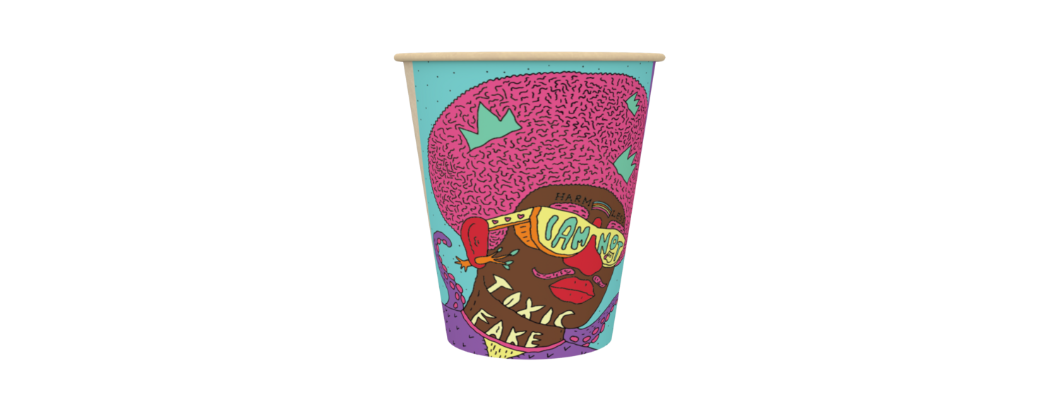 HEROES PRINT Cup 8oz - 237ml (80mm) (900 cups) In Brown (15 prints in a box)