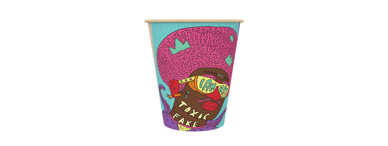 HEROES PRINT Cup 8oz - 237ml (80mm) (900 cups) In Brown (15 prints in a box)