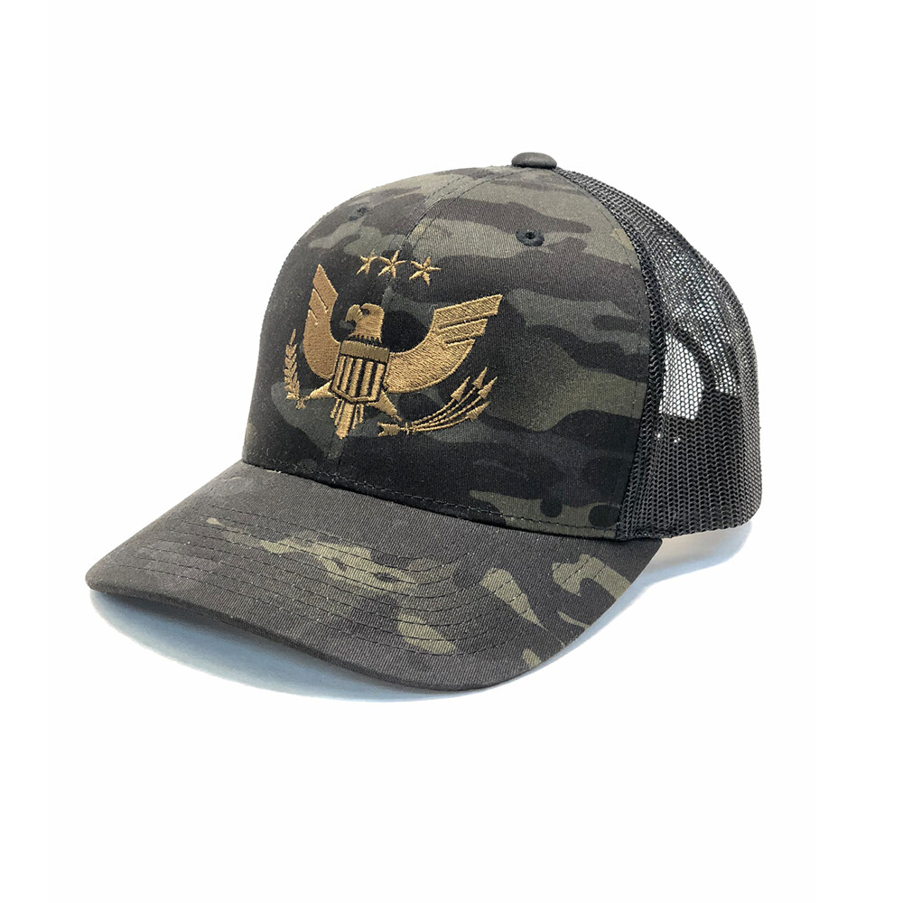 American Bronze Eagle Black Camo Trucker Cap