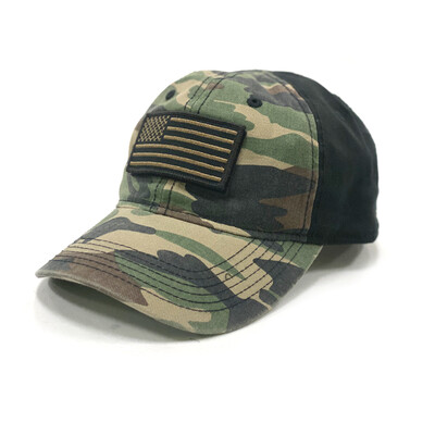 American Flag Hat Green Camo Black Tactical Cap